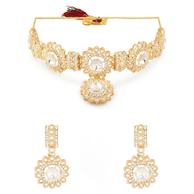 Gold-Plated Stones Studded Jewellery Set